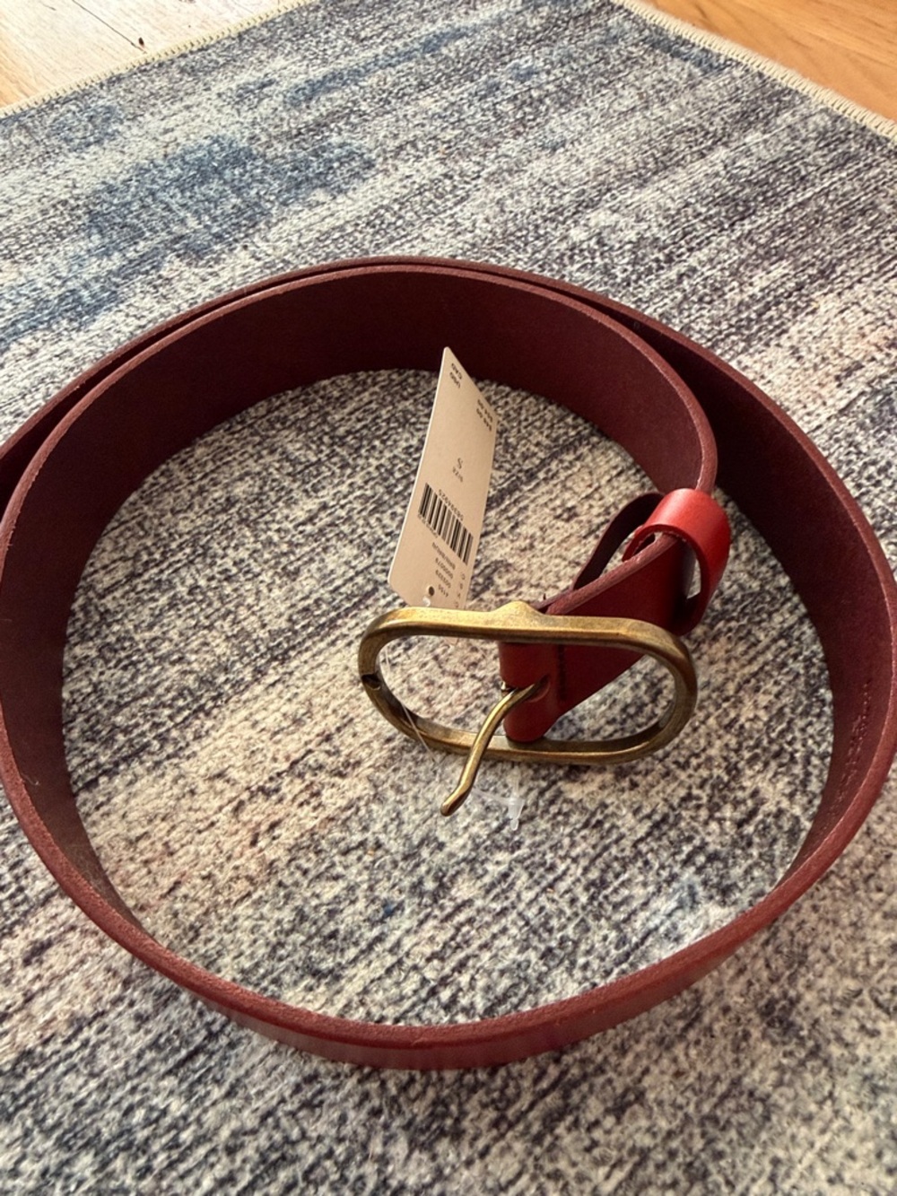 Anthropologie Rustic Red Leather Belt with Brass Oval Buckle - Picture 9 of 10